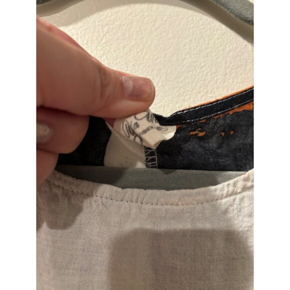 Womens Oversized Abstract Print Cotton/Spandex Maxi Dress Orange/Black/White - Picture 4 of 9